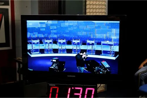Videowall e cronômetro de debate em estúdio
